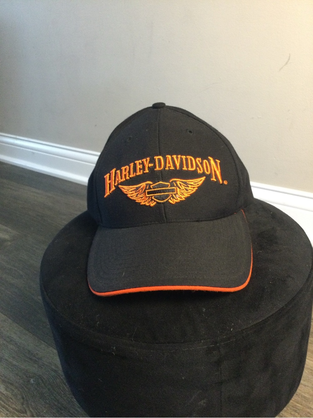 Harley-Davidson Black Cap with Orange Embroidered Logo